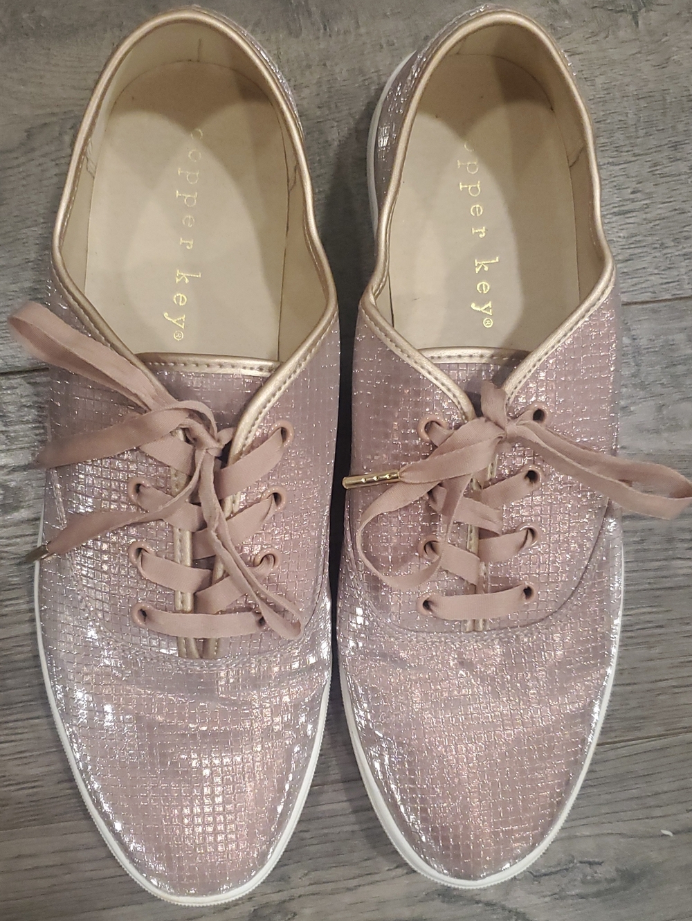 Copper Key Glitter Blush Lace-Up Sneakers